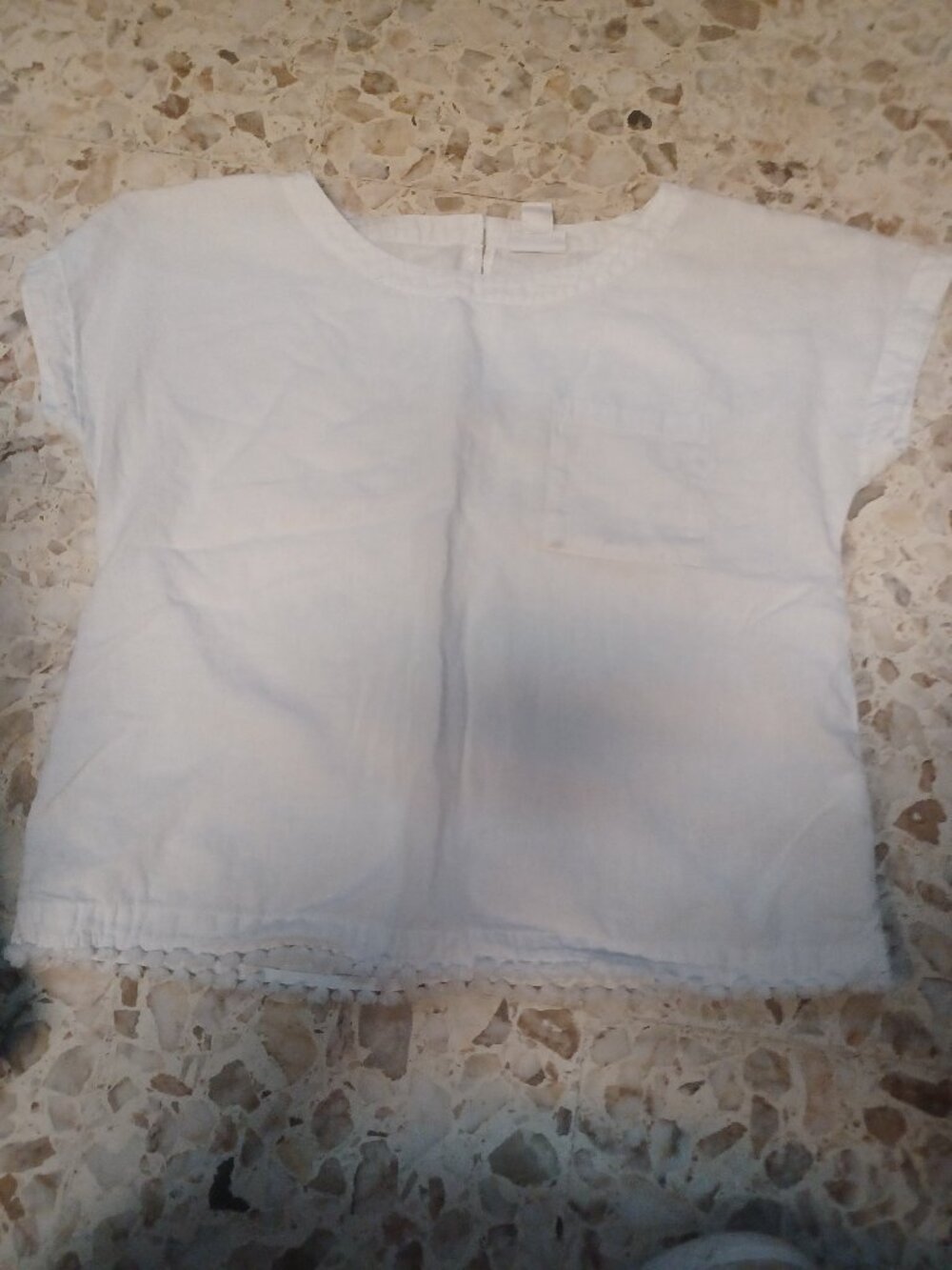 Liz Claiborne Women's Short Sleeve Pullover Top Linen Blend L White